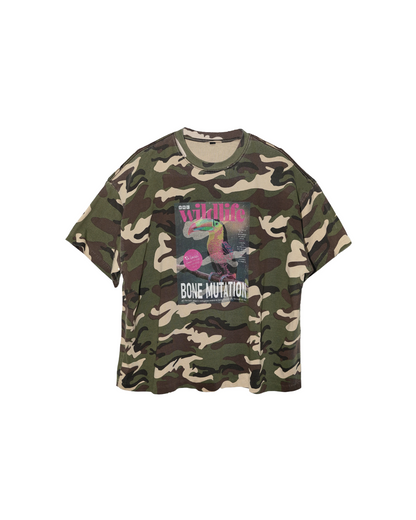 短丈バックボーンデザインTシャツ FM0138