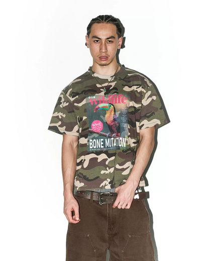 短丈バックボーンデザインTシャツ FM0138