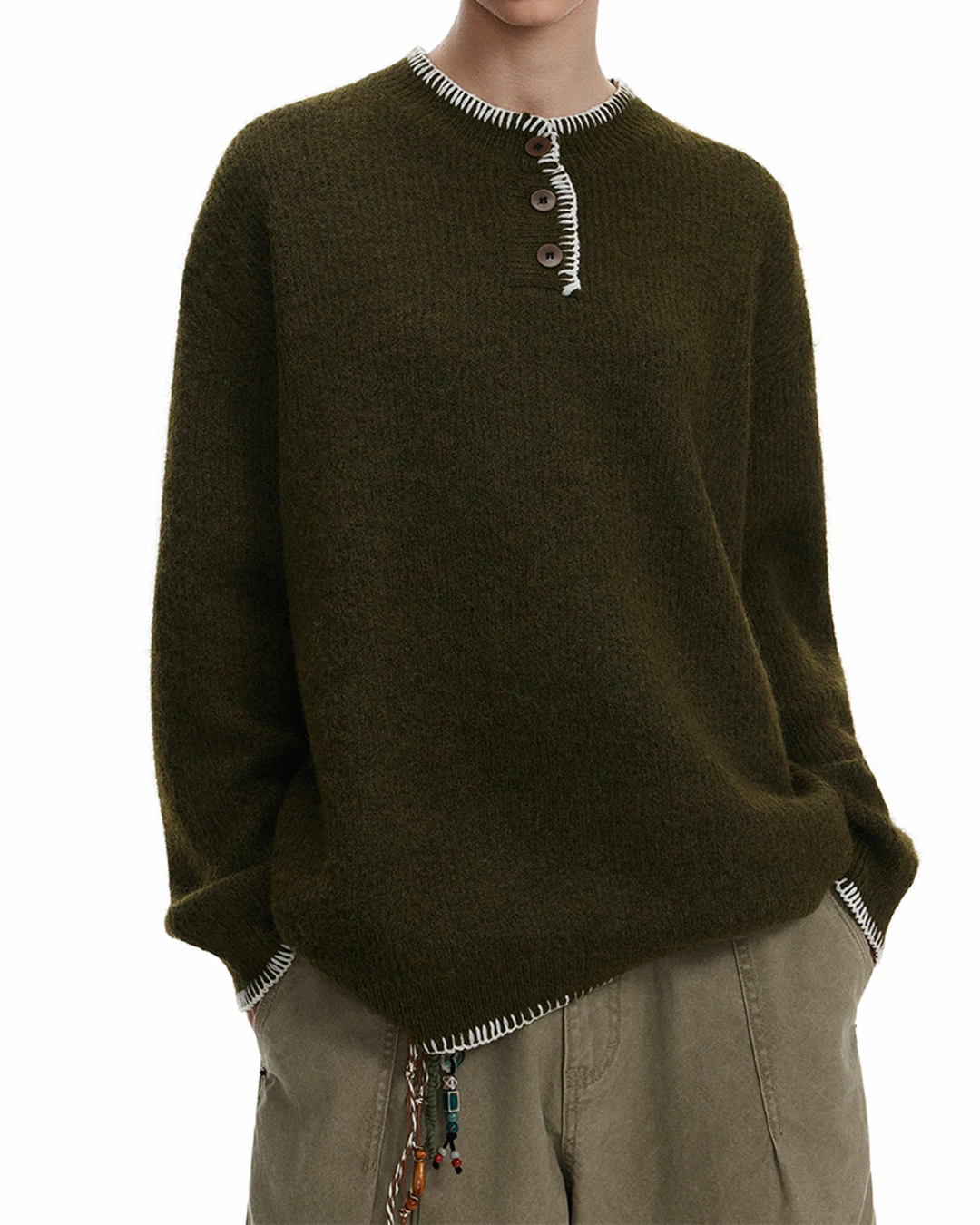 ステッチボタンデザインニット FM0205