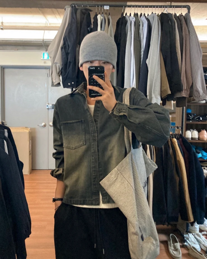 短丈ボタンデニムシャツFM0242