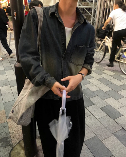 短丈ボタンデニムシャツFM0242