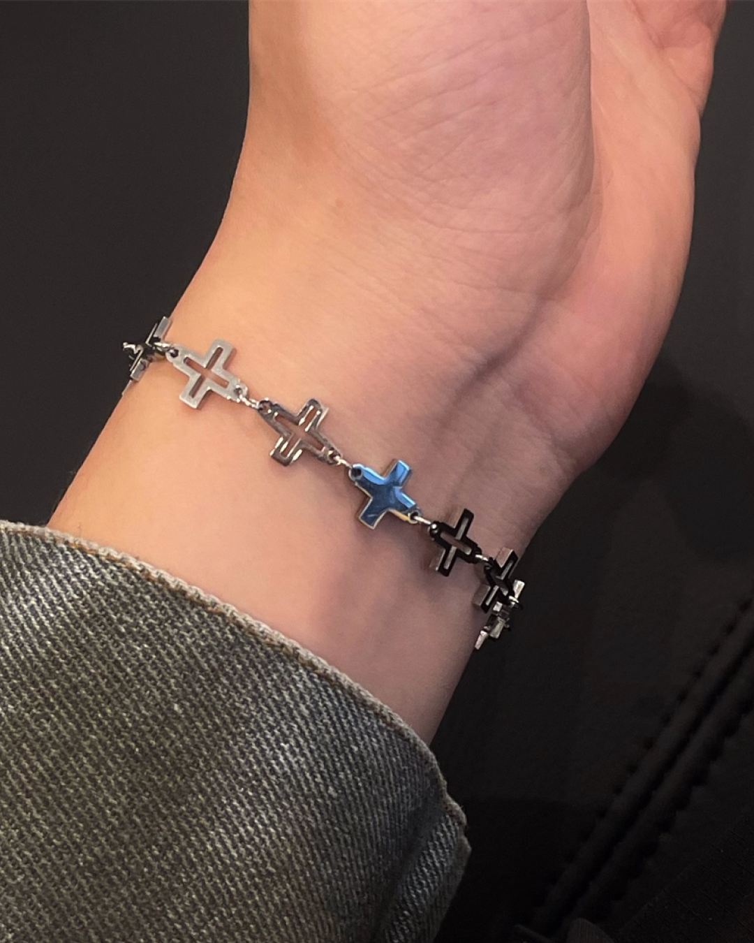 シルバークロスデザインブレスレット　L00145