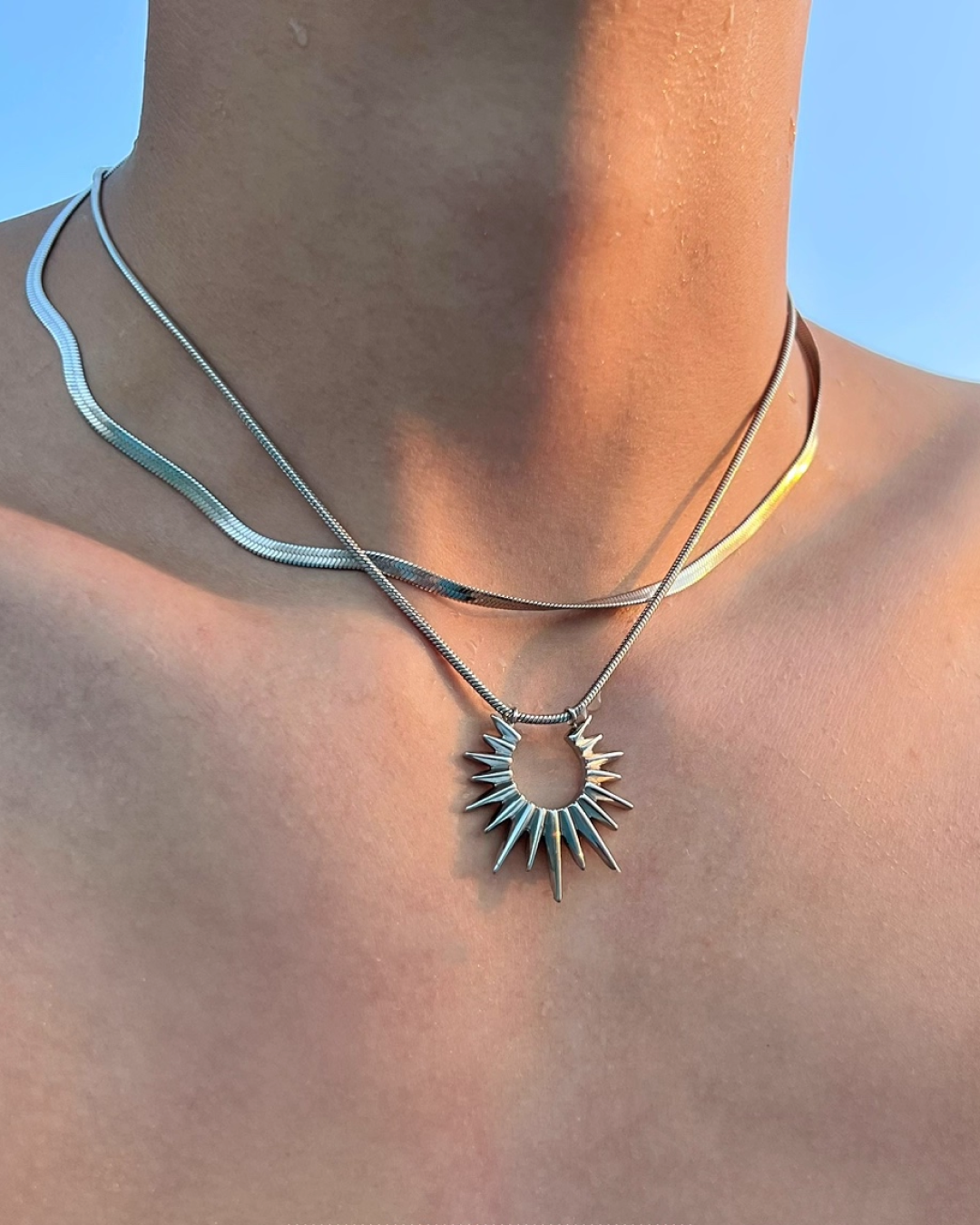 ダブルシルバーデザインネックレス　L00146