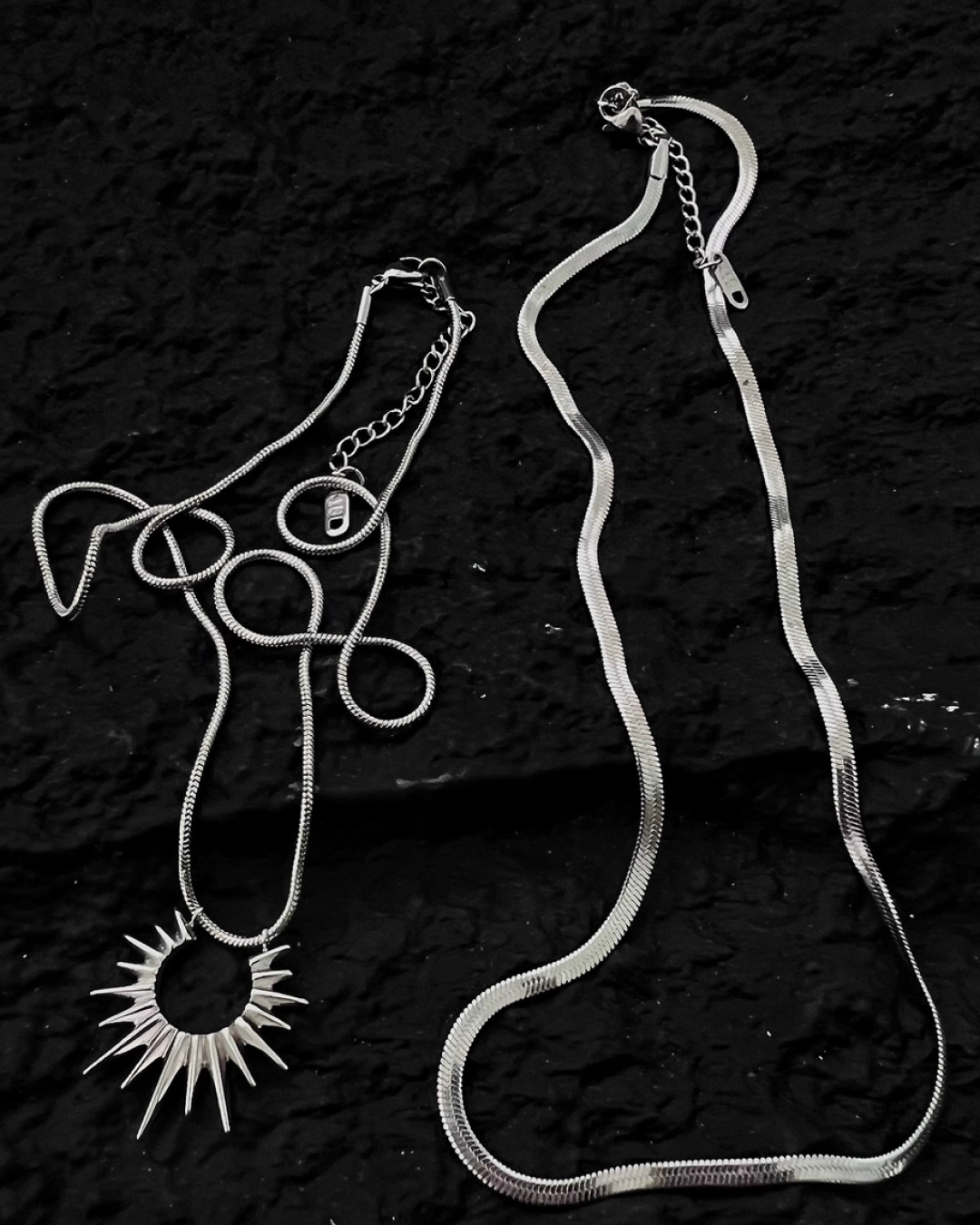 ダブルシルバーデザインネックレス　L00146