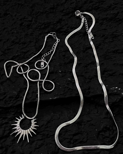 ダブルシルバーデザインネックレス　L00146