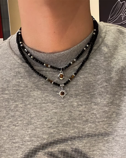 ブラックモチーフネックレス　L0190