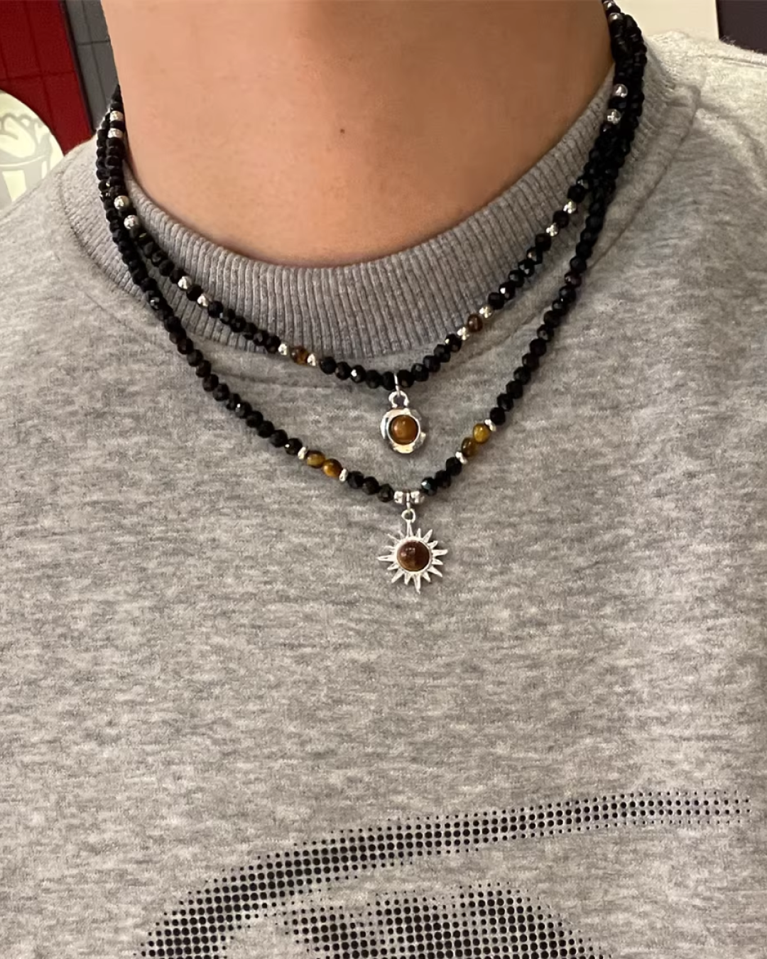 ブラックモチーフネックレス　L0190