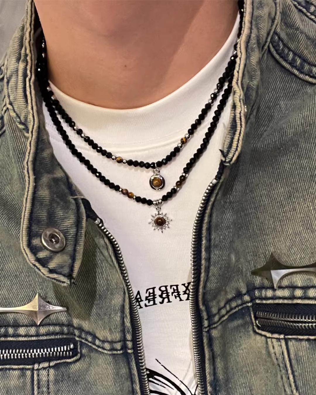 ブラックモチーフネックレス　L0190
