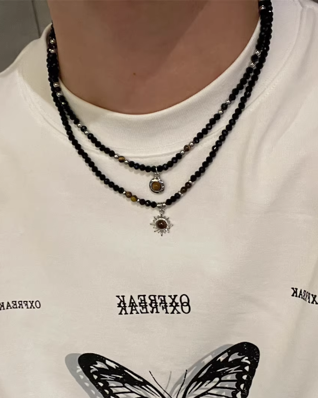ブラックモチーフネックレス　L0190