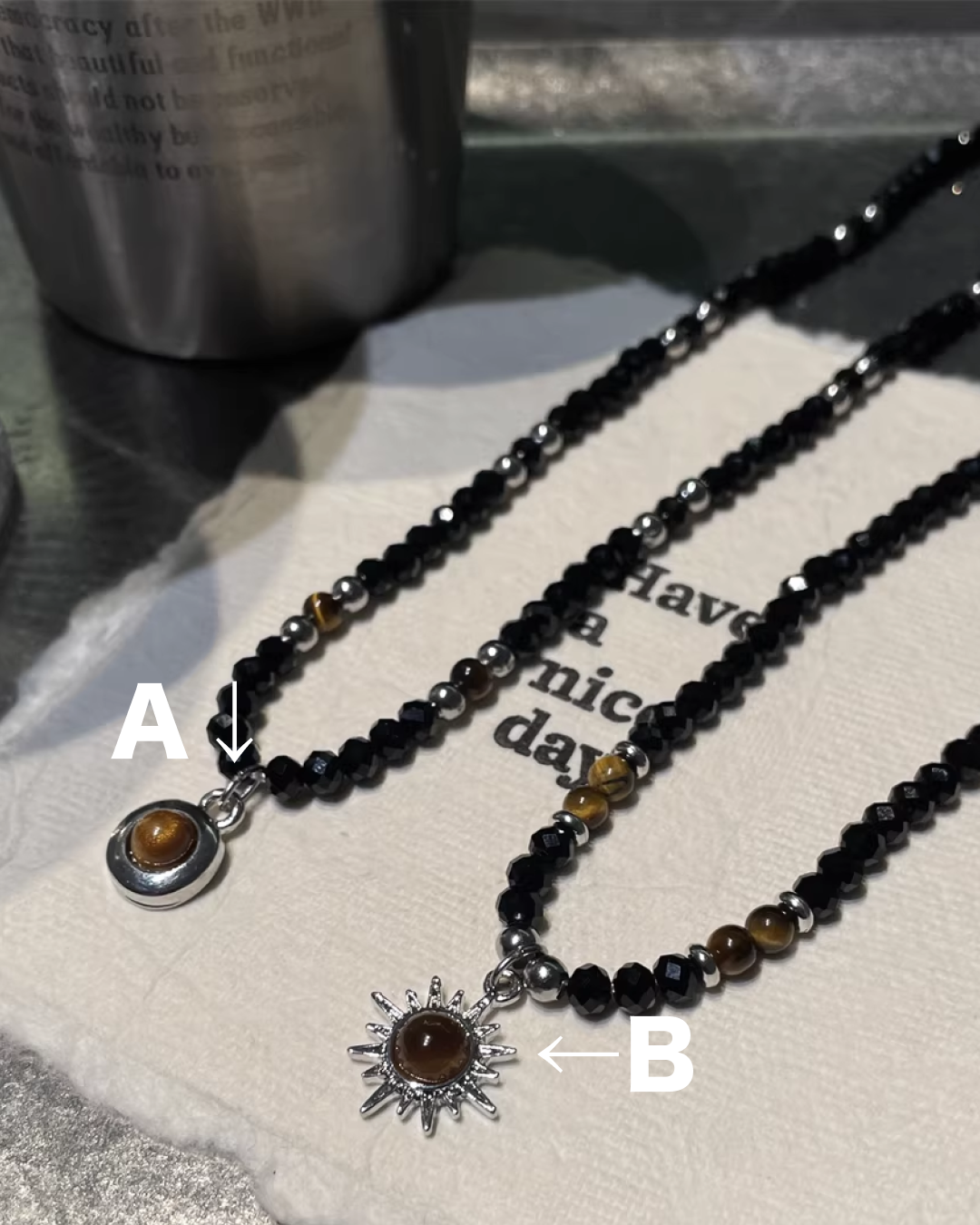 ブラックモチーフネックレス　L0190