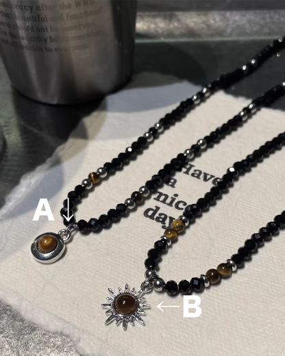 ブラックモチーフネックレス　L0190