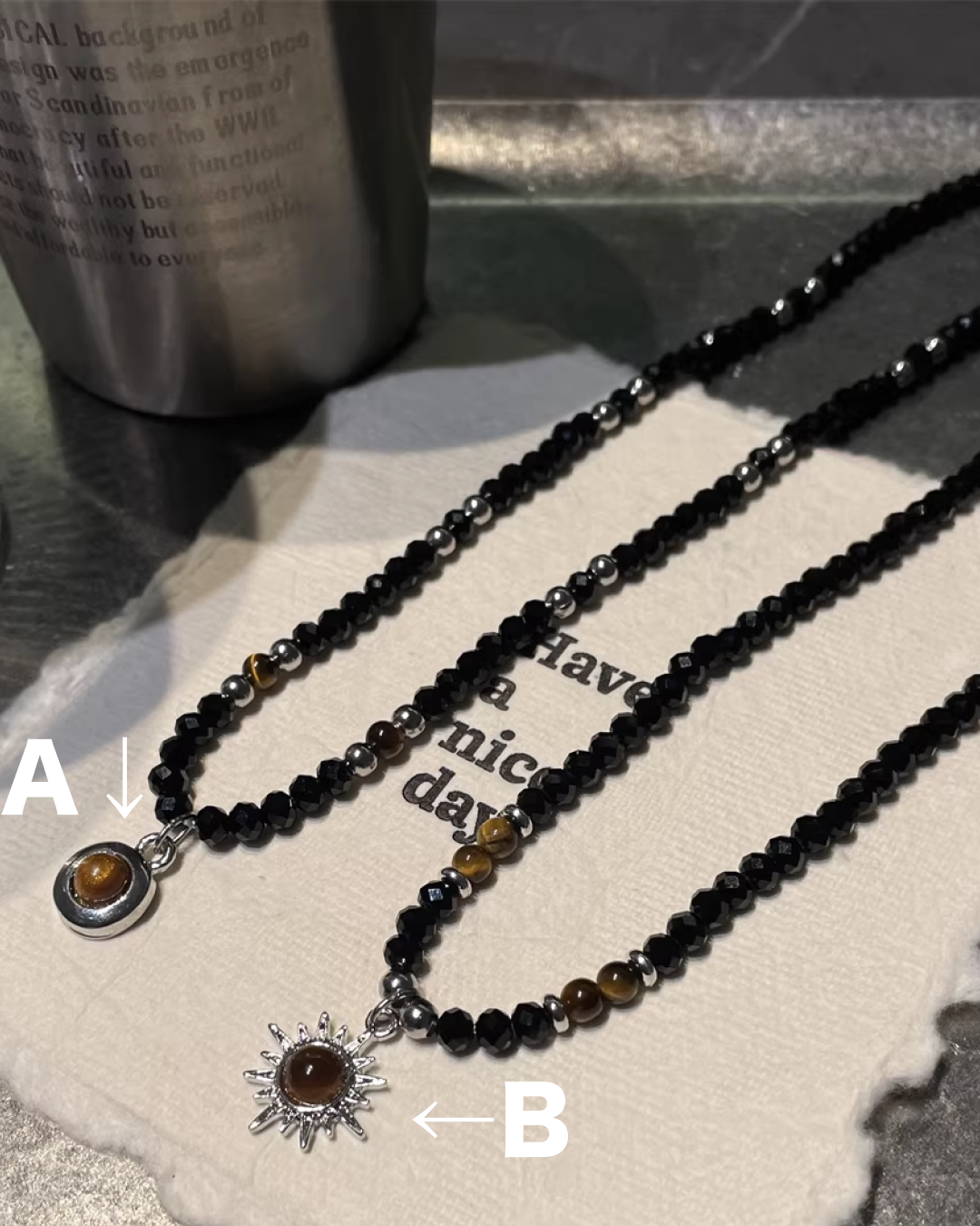 ブラックモチーフネックレス　L0190