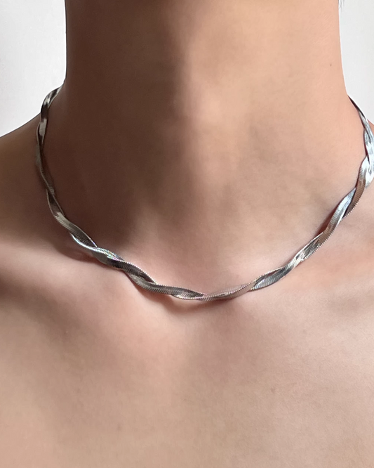 シルバーツイストネックレス　L0274