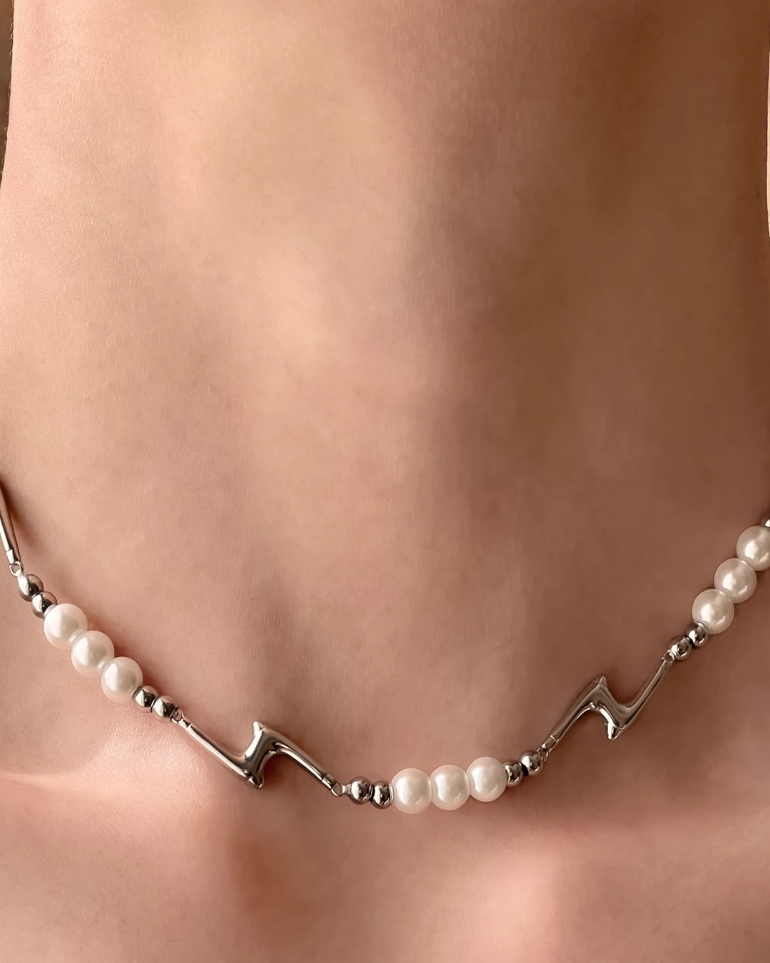 パールアクセントコネクトネックレス　L0296