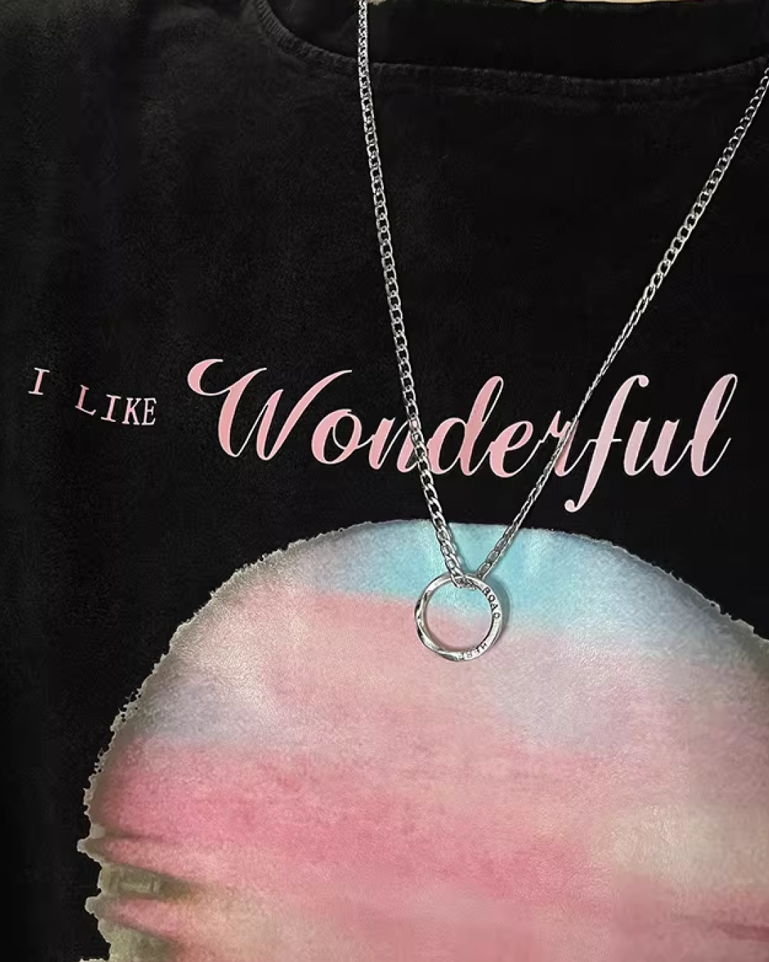 シルバーリングネックレス　L0313