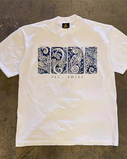 スクエアペイズリープリントTシャツ L0328