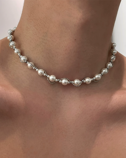 パールシルバチェーンネックレス　L0391