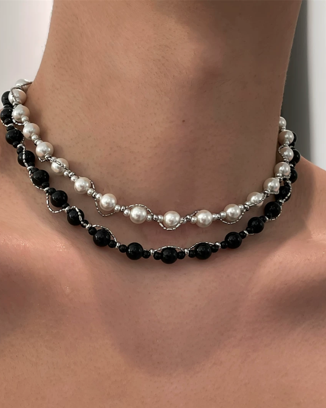 パールシルバチェーンネックレス　L0391