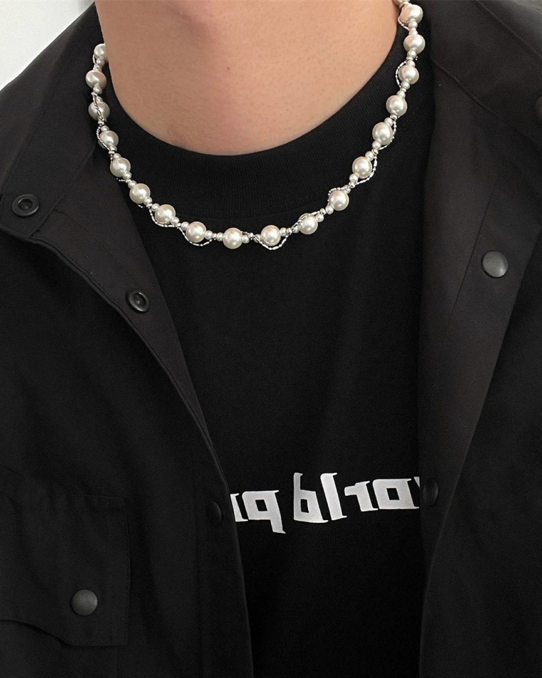 パールシルバチェーンネックレス　L0391