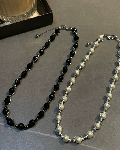 パールシルバチェーンネックレス　L0391