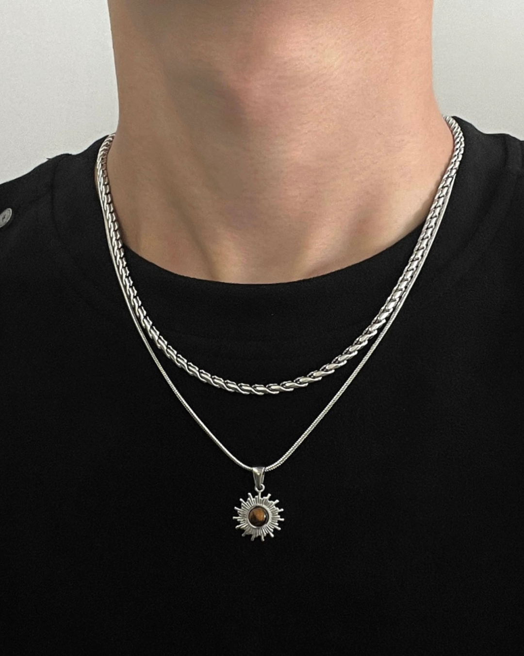 ダブルチェーンサンモチーフネックレス　L0397