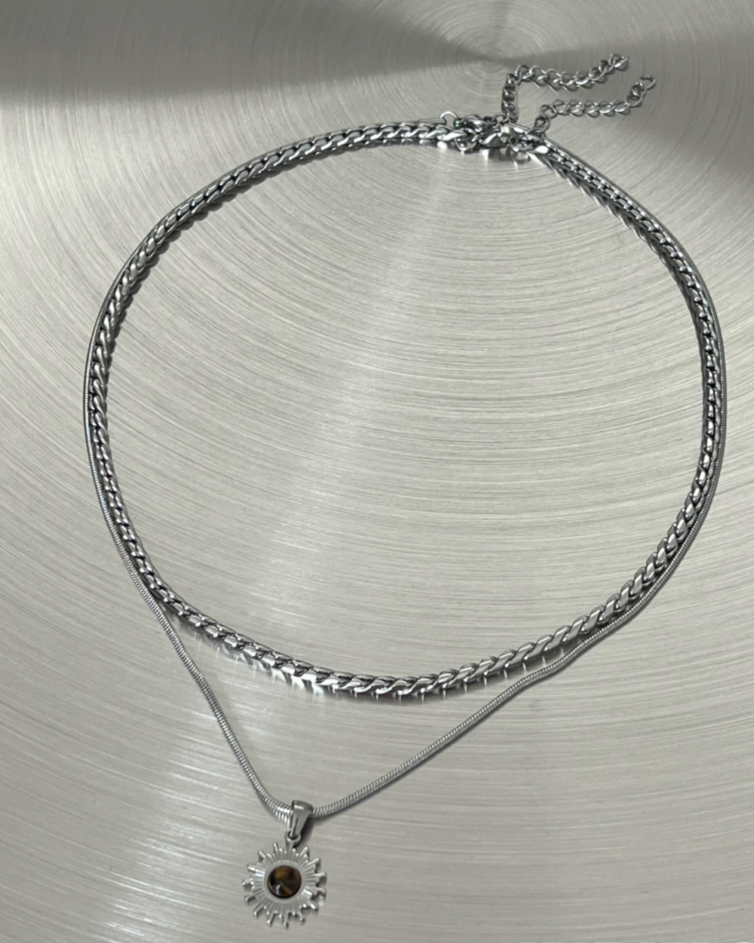 ダブルチェーンサンモチーフネックレス　L0397