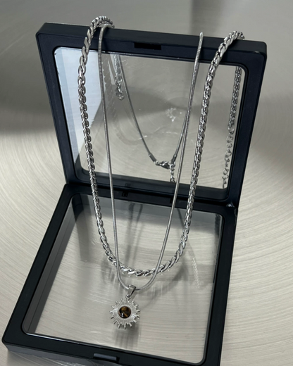 ダブルチェーンサンモチーフネックレス　L0397