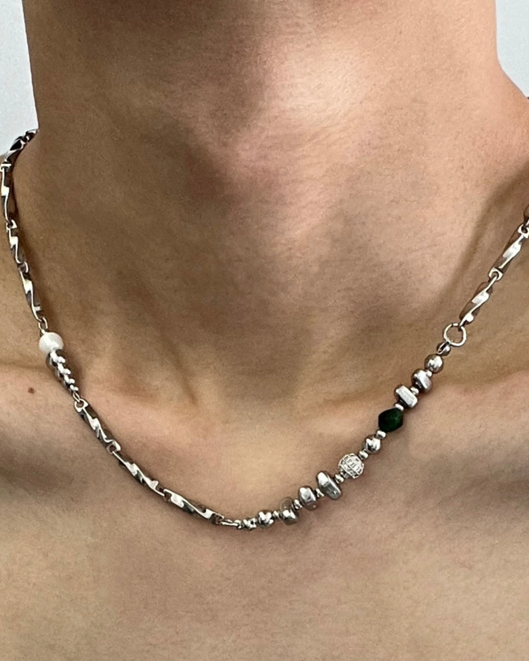 シルバーマルチシェイプネックレス　L0398