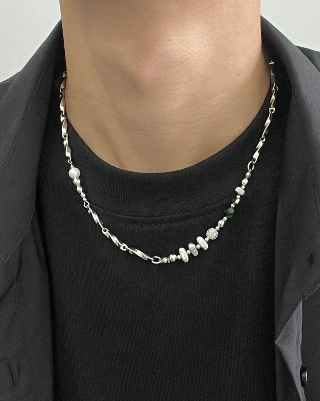 シルバーマルチシェイプネックレス　L0398