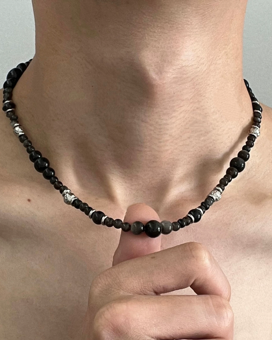 ブラックボールネックレス　L0403