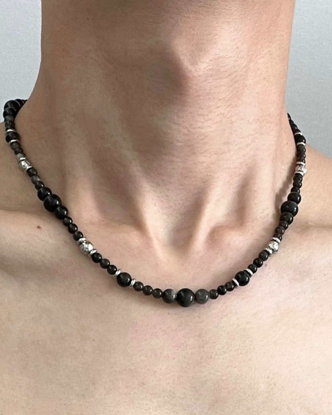 ブラックボールネックレス　L0403