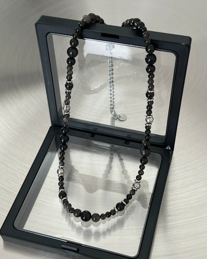 ブラックボールネックレス　L0403