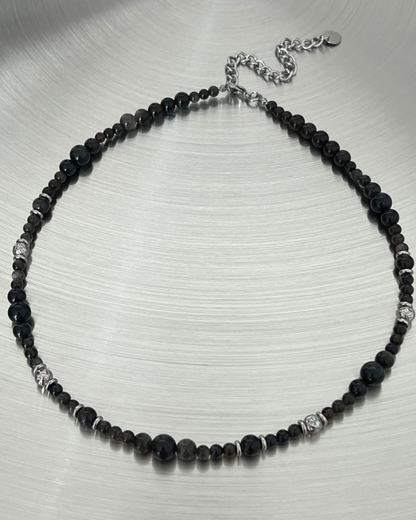 ブラックボールネックレス　L0403