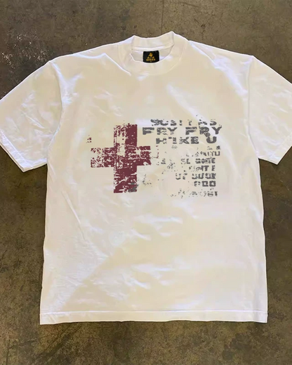 クロスフェードレタリングTシャツ L0428