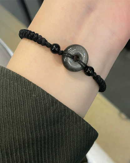 ブラックサークルチャームブレスレット　L0438