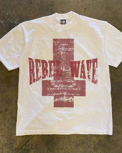 レッドクロスフェードレタリングTシャツ L0444