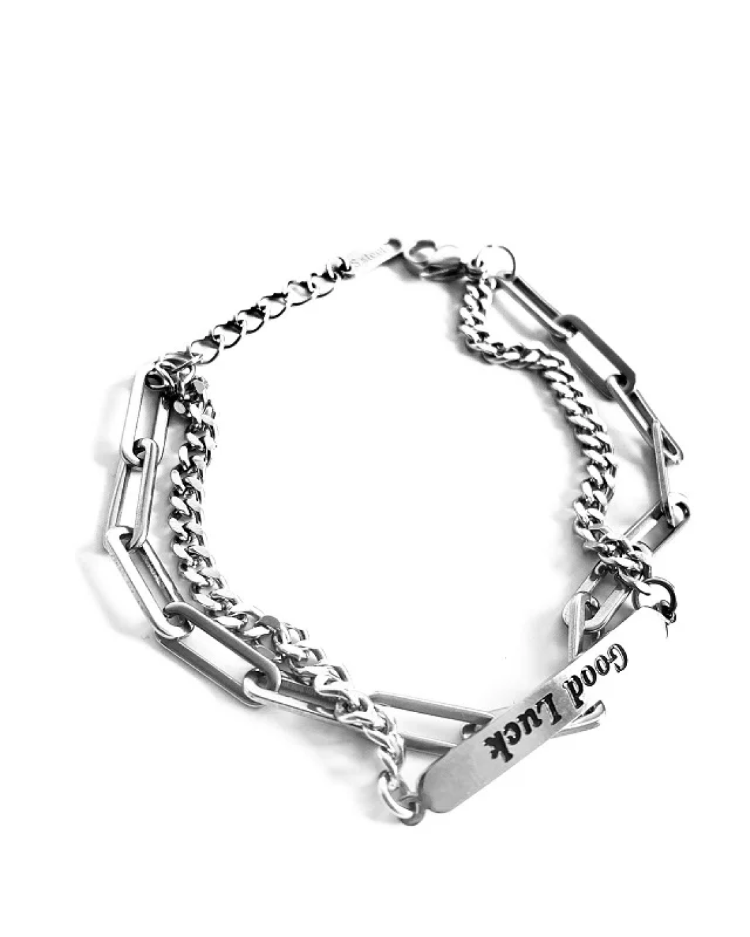 ダブルシルバーチェーンブレスレット　L0453
