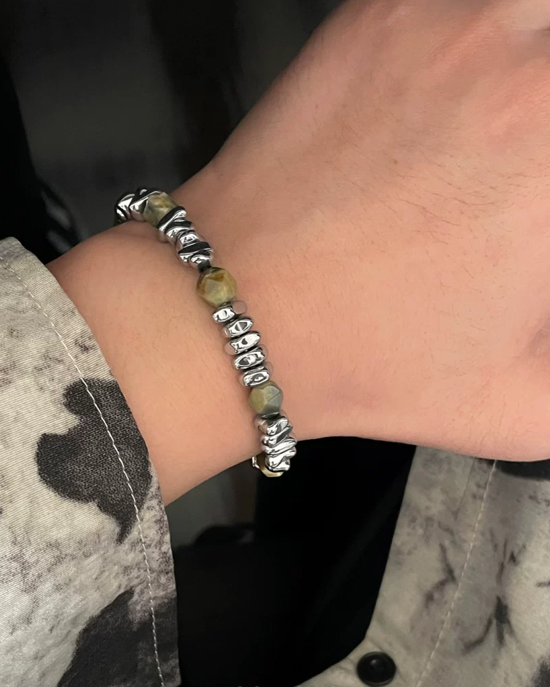 シルバーストーンブレスレット　L0456