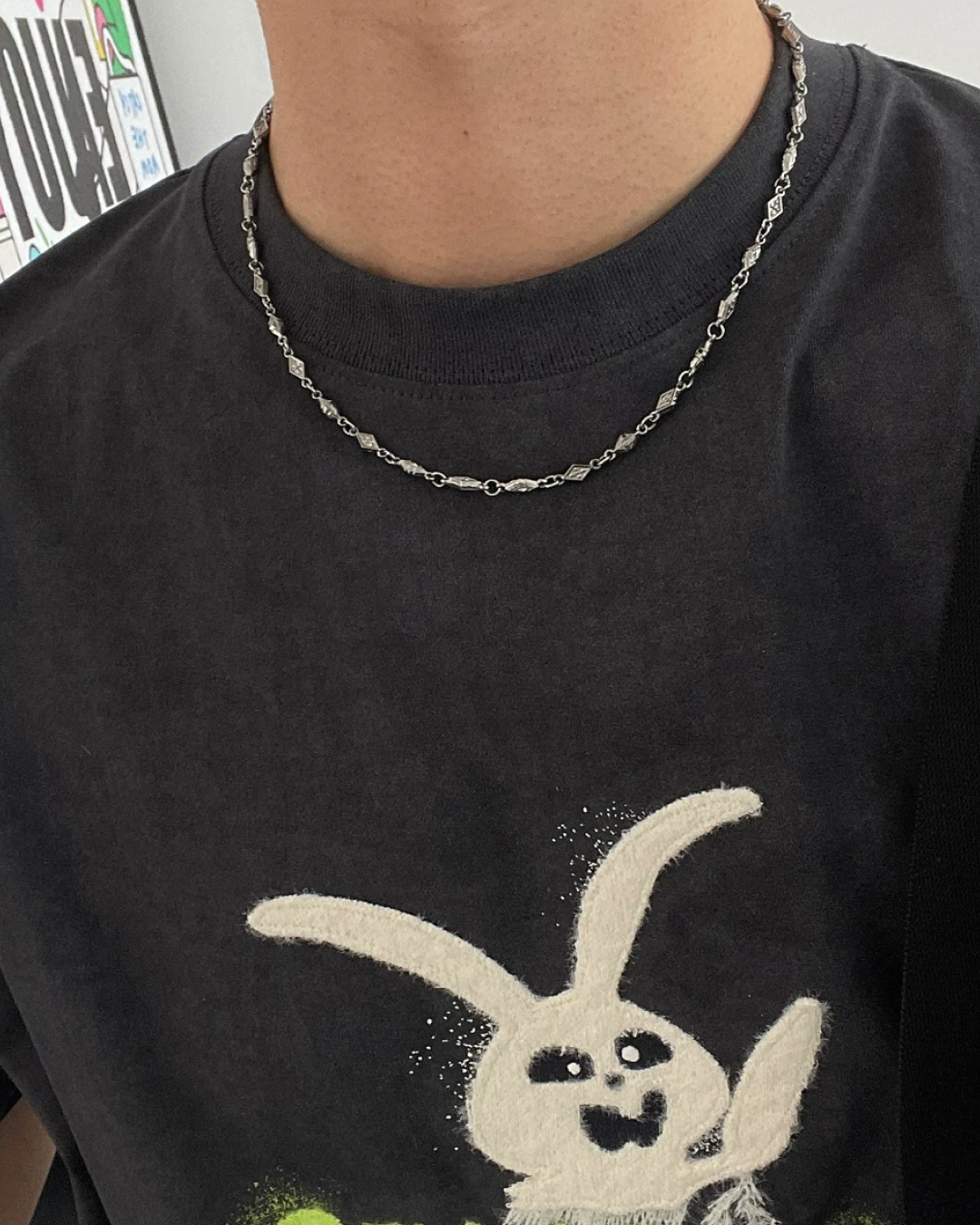 ダイアモンドシェイプシルバーネックレス　L0474