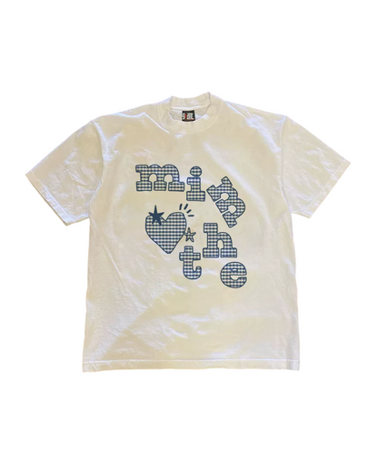 チェックレタリングTシャツ L0478