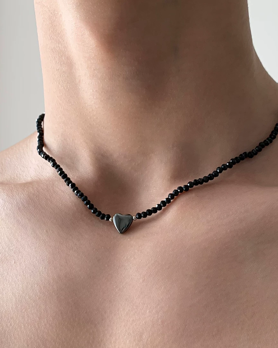 ブラックハートネックレス　L0504