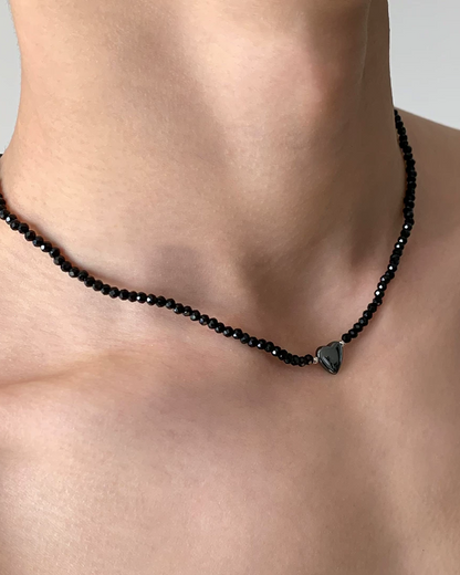 ブラックハートネックレス　L0504