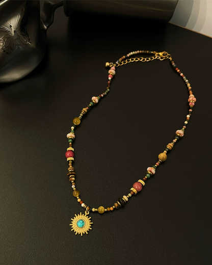 ブルーボールサンモチーフネックレス　L0507