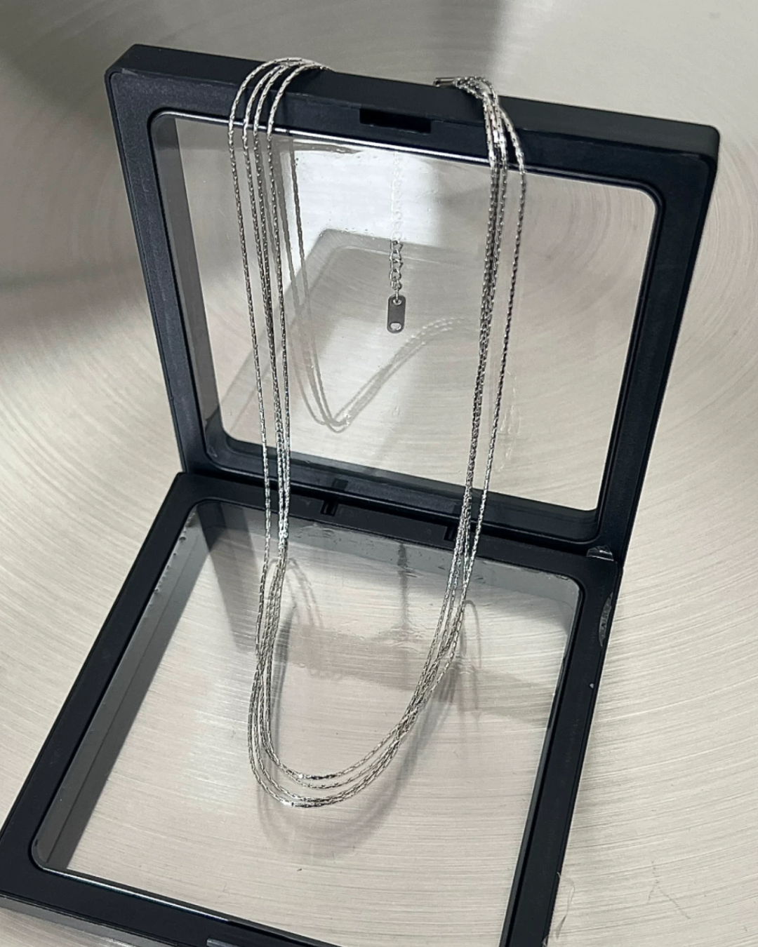 マルチプルシルバーチェーンネックレス　L0550