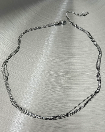 マルチプルシルバーチェーンネックレス　L0550
