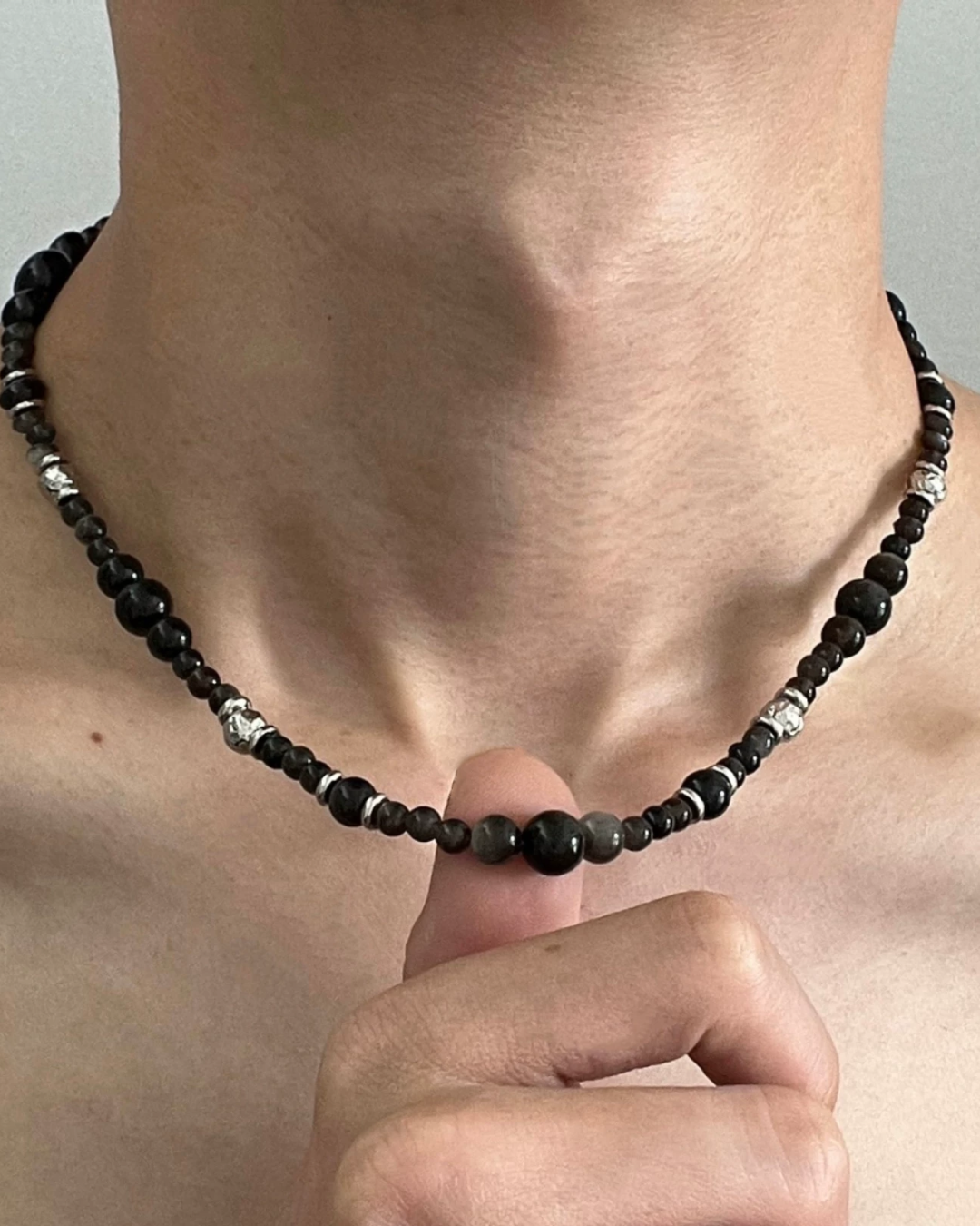 ブラックボールネックレス　L0551