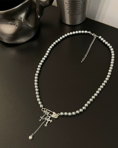 シルバーセーフティーピンネックレス　L0561