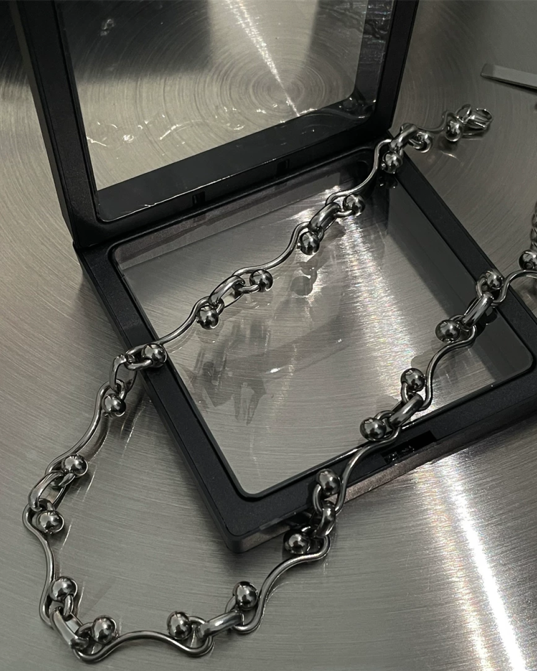 シルバーアクセントネックレス　L0579