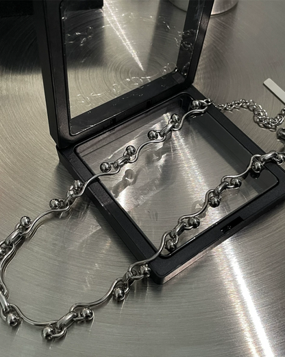 シルバーアクセントネックレス　L0579