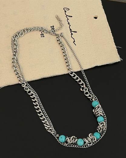 ブルーボールシルバーネックレス　L0587